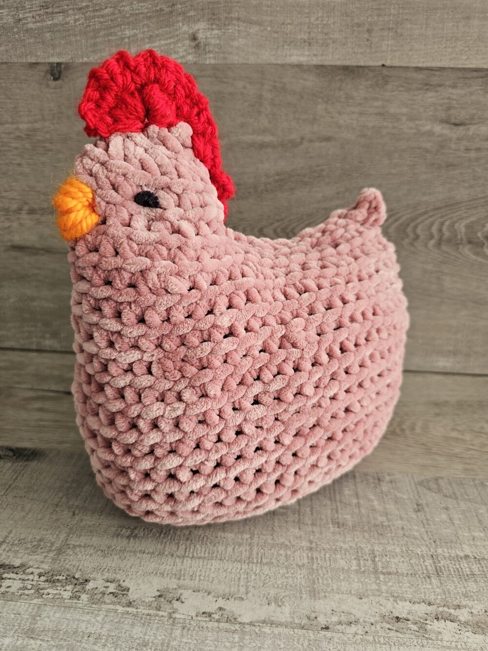Handmade Crochet Pink Chicken Hen 9" Farm Grannycore Stardew Valley Amigurumi